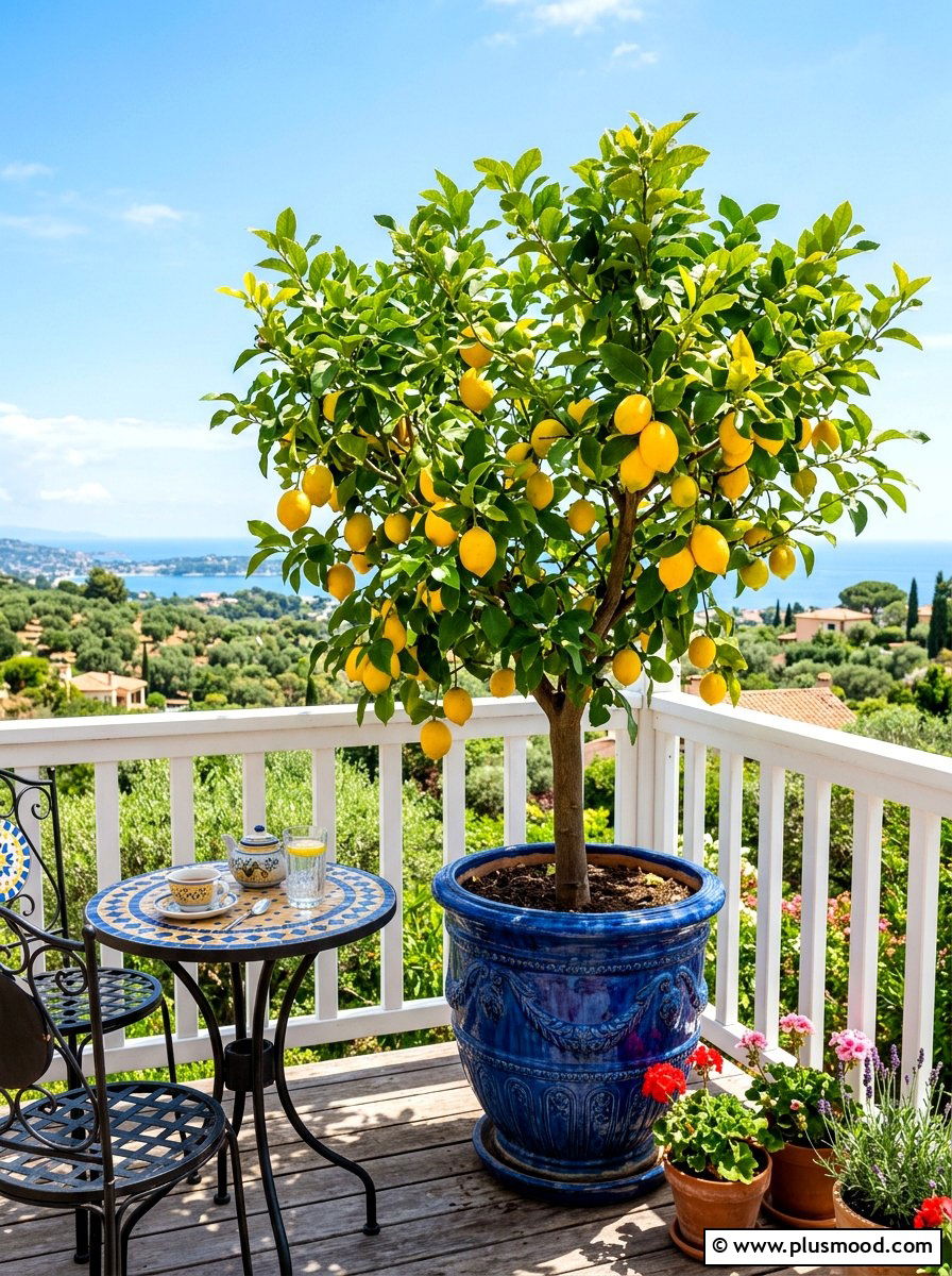 Potted Lemon Tree - 25 summer city balcony summer decor ideas