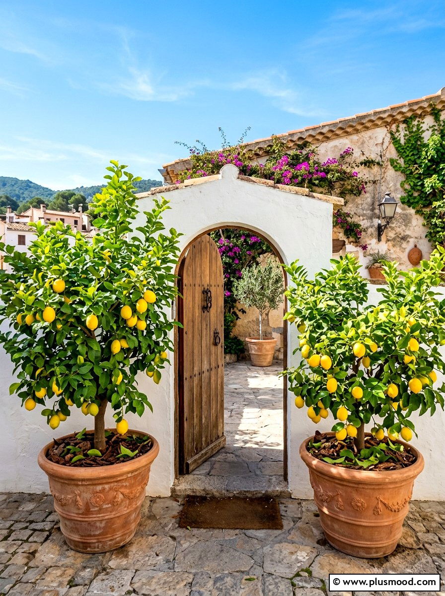 Potted Lemon Trees - 25 summer entertaining patio ideas