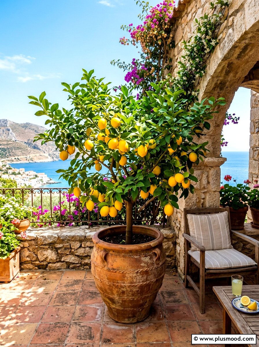 Potted Meyer lemon tree - 25 summer front porch planter ideas