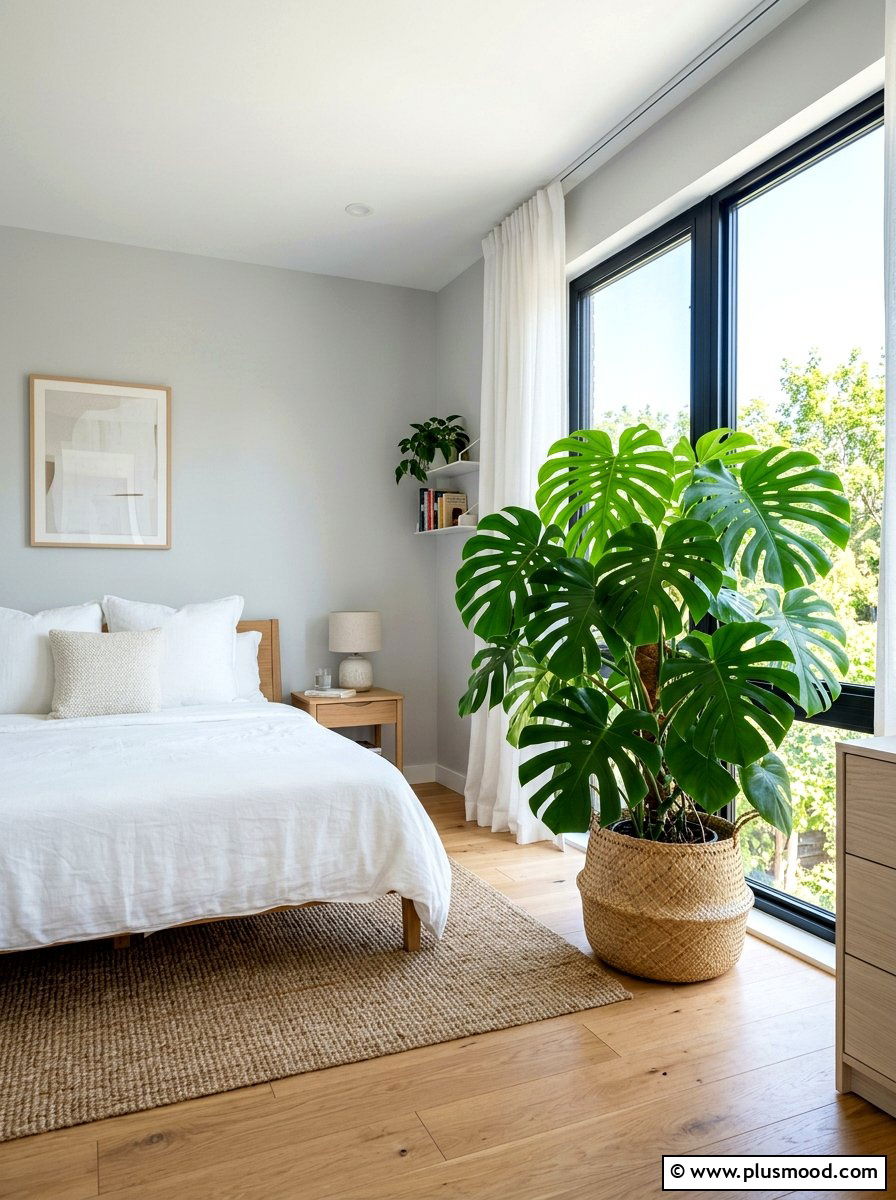 Potted Monstera Plant - 25 summer tropical bedroom ideas