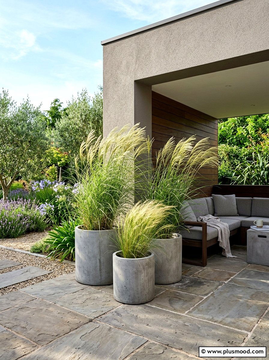 Potted Ornamental Grass - 25 end of summer patio refresh ideas
