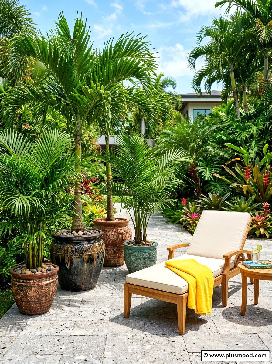 Potted Palm Oasis - 25 summer tropical patio ideas
