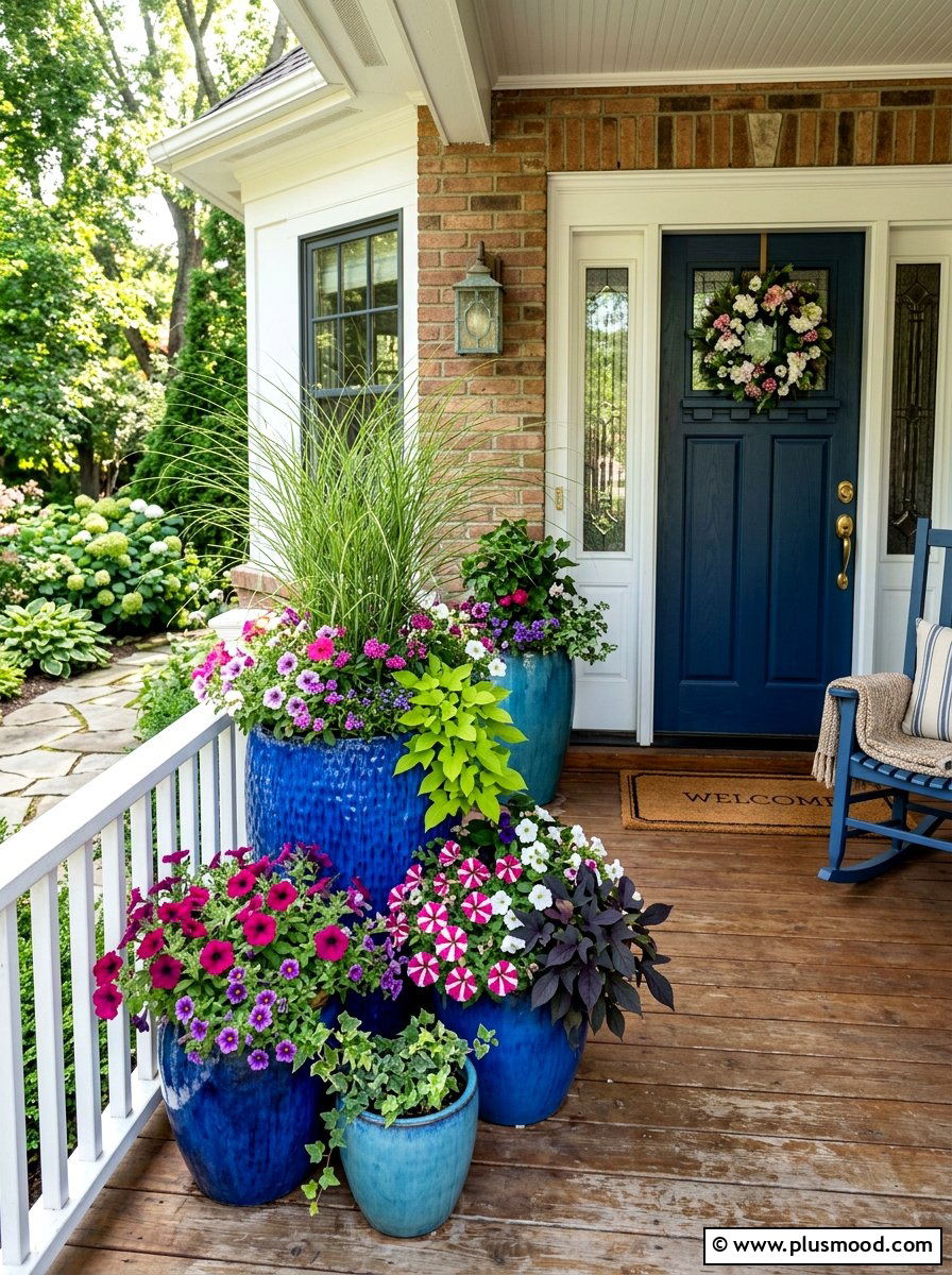 Potted Plant Display - 25 summer front yard landscaping ideas