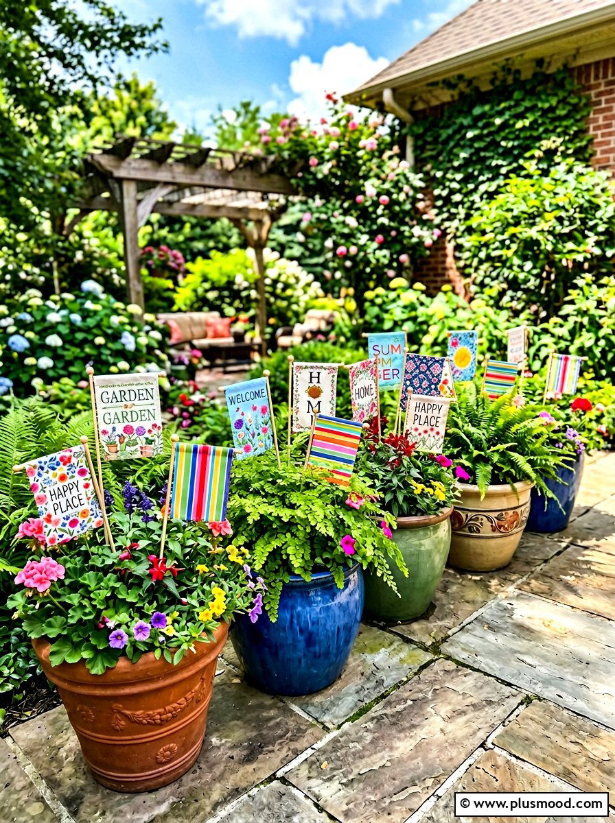 Potted Plant Flags - 25 summer front porch decor ideas with flags