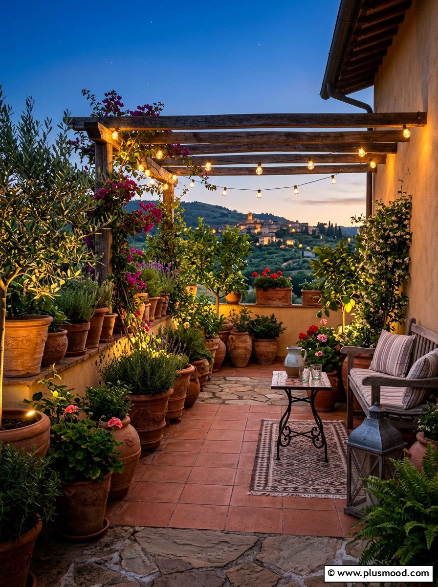 Potted Plant Lights - 25 small backyard ideas with string lights