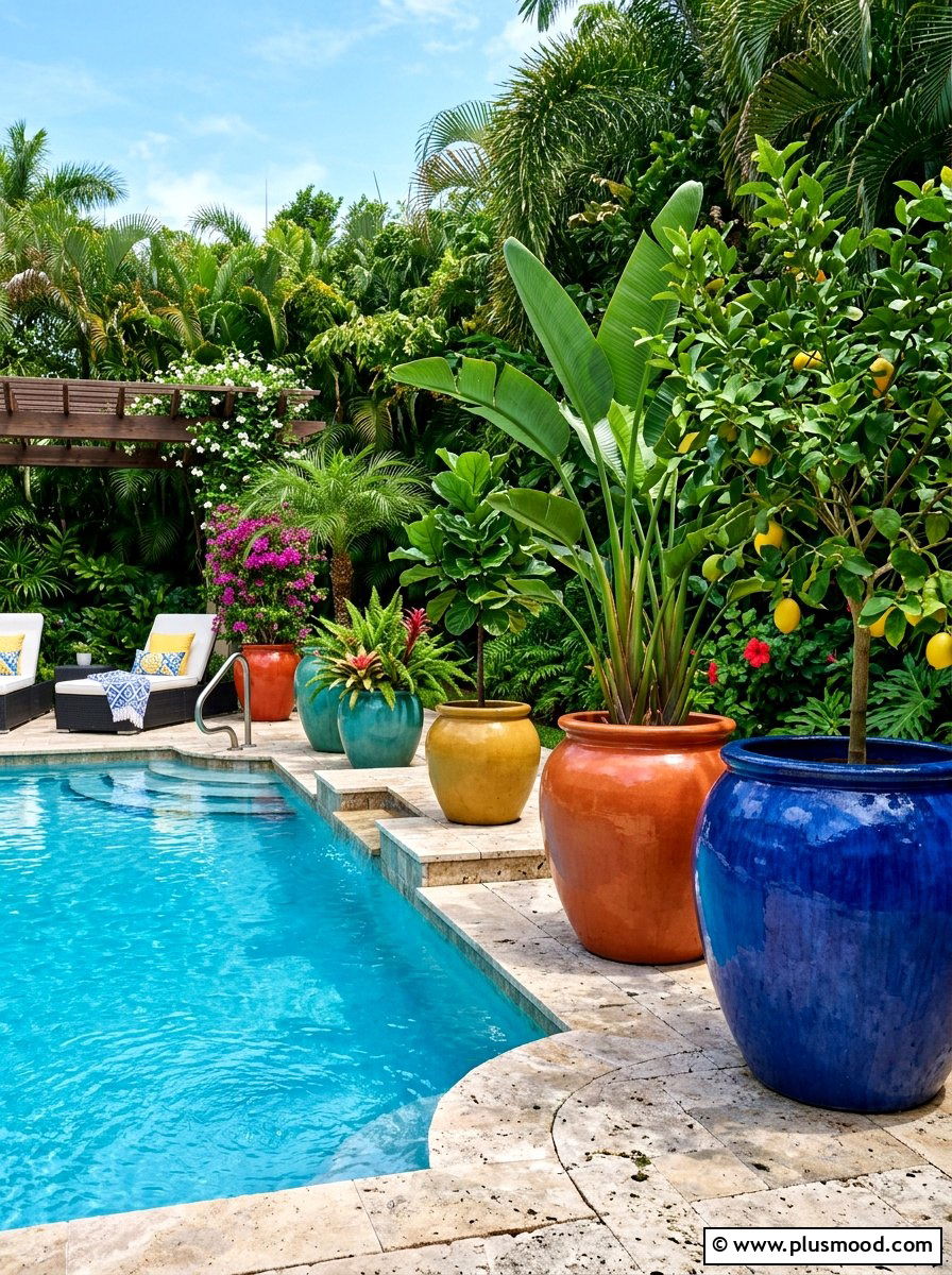 Potted Plant Pool - 25 summer pool landscaping ideas
