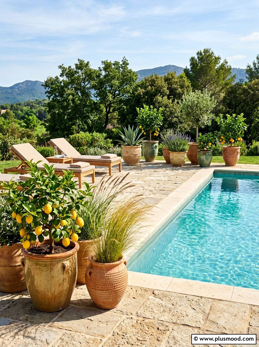 Potted Plant Pool - 25 pool landscaping ideas for narrow yards