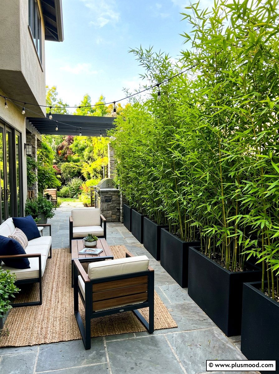 Potted Plant Privacy Screen - 25 summer patio party ideas
