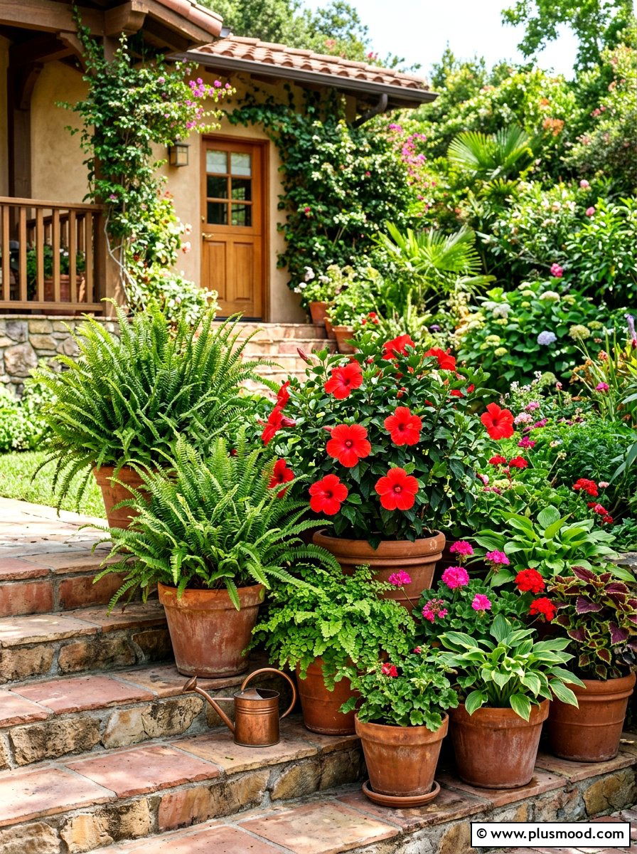 Potted Plants - 25 summer bungalow curb appeal ideas