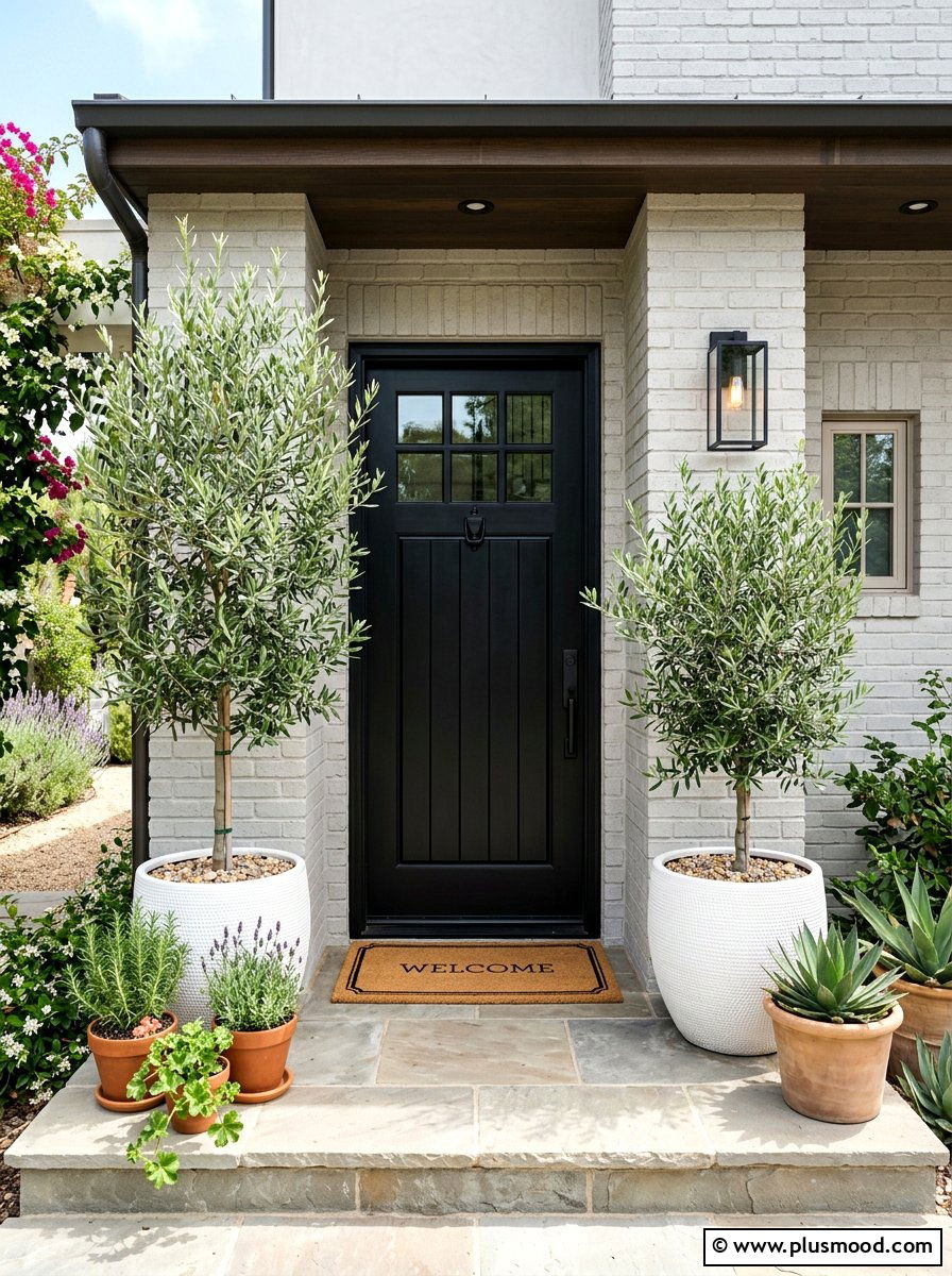 Potted Plants For Black Front Door - 25 summer black front door ideas