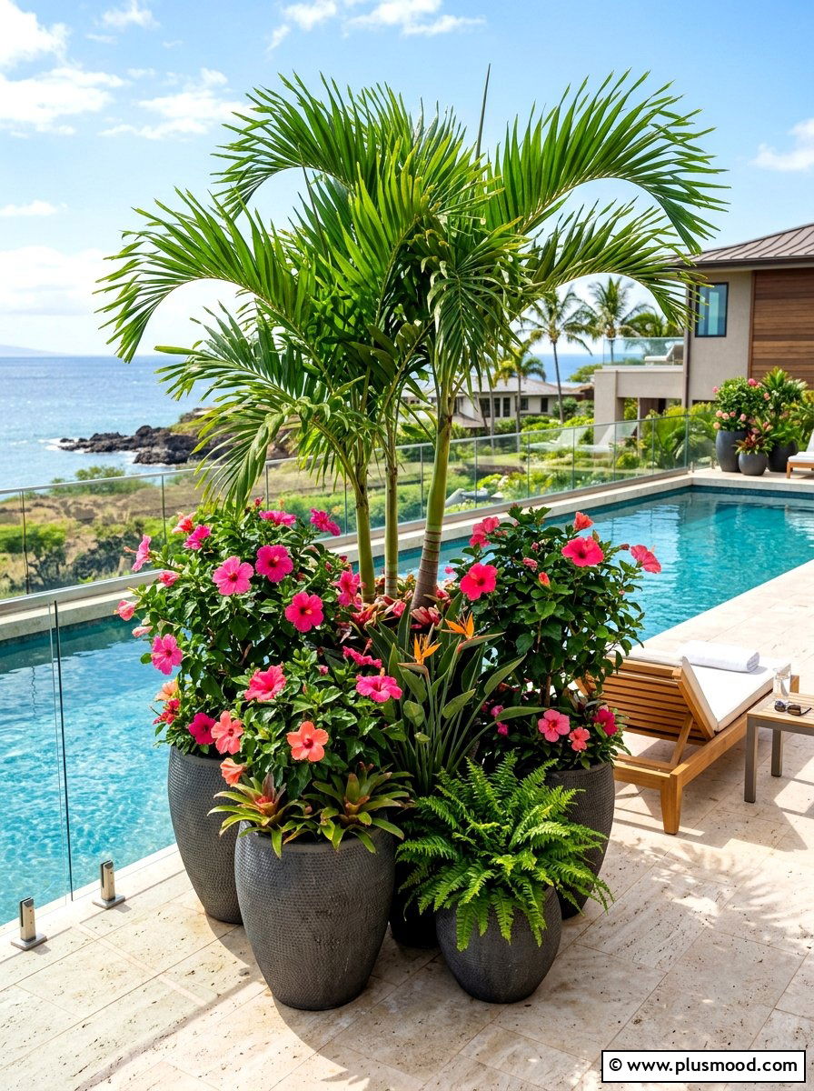 Potted Pool Plants - 25 summer budget pool area ideas