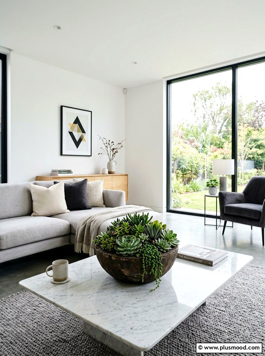 Potted Succulent Arrangement - 25 summer coffee table styling ideas for living room