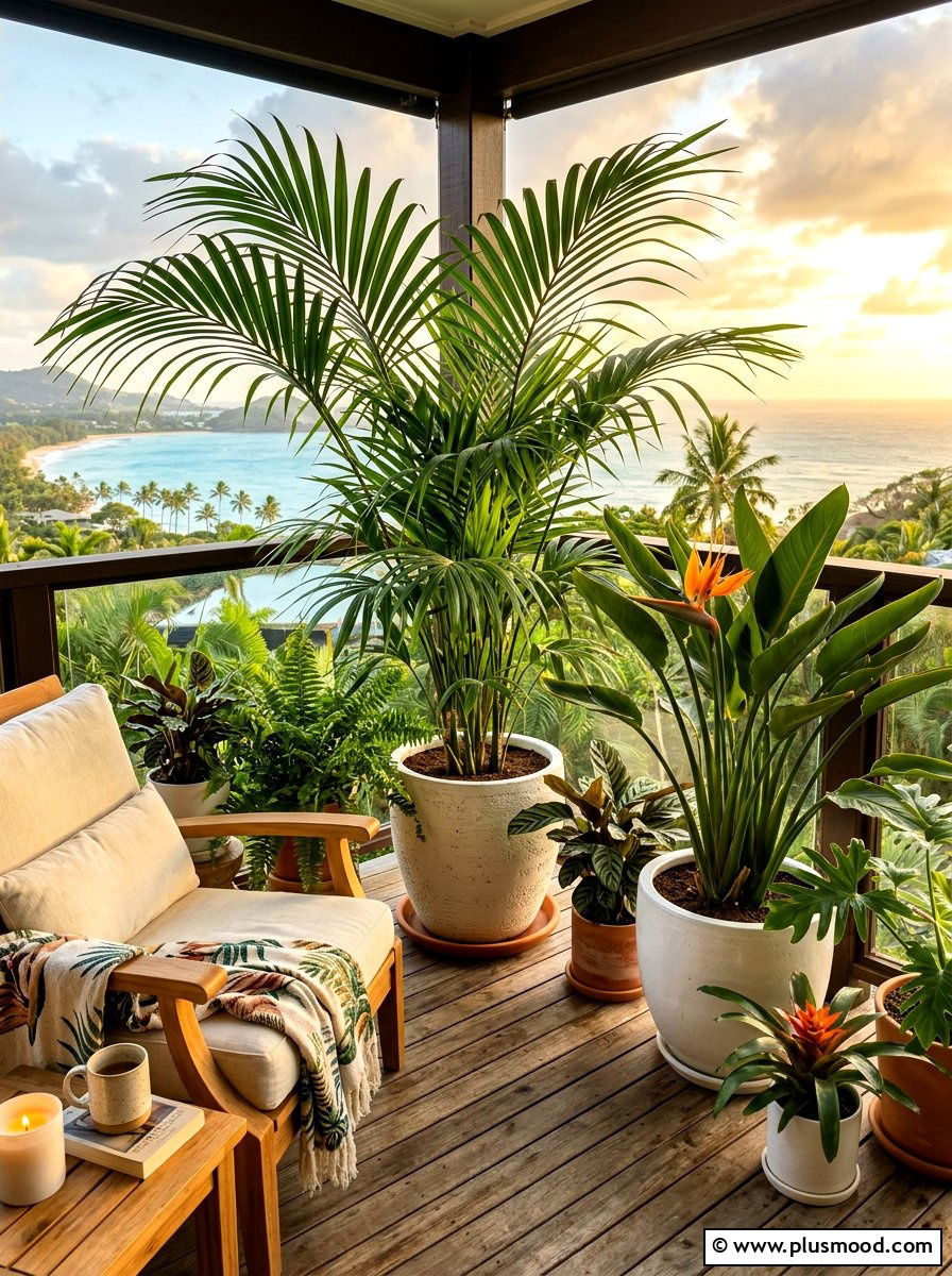 Potted Tropical Plants - 25 summer apartment balcony ideas