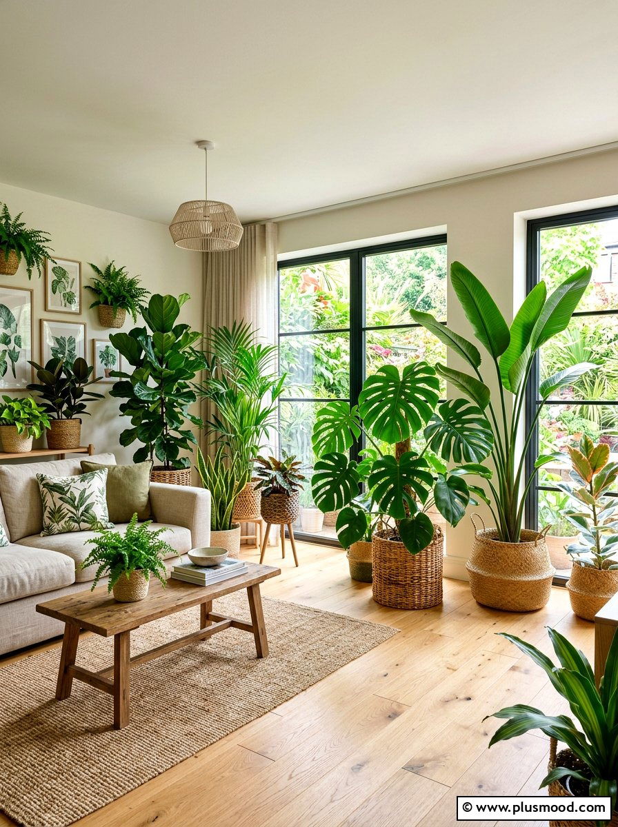 Potted Tropical Plants - 25 summer layered texture ideas for living room