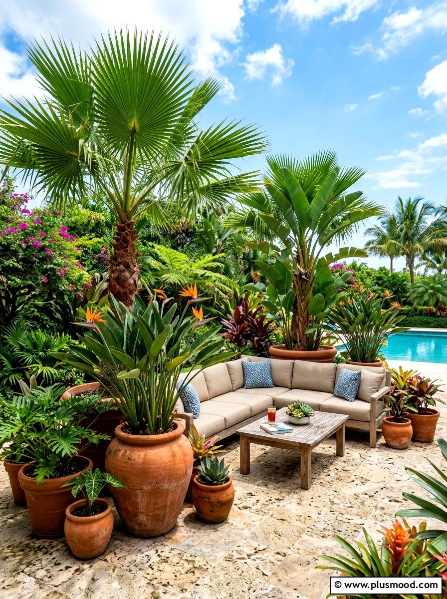 Potted Tropical Plants - 25 summer patio ideas