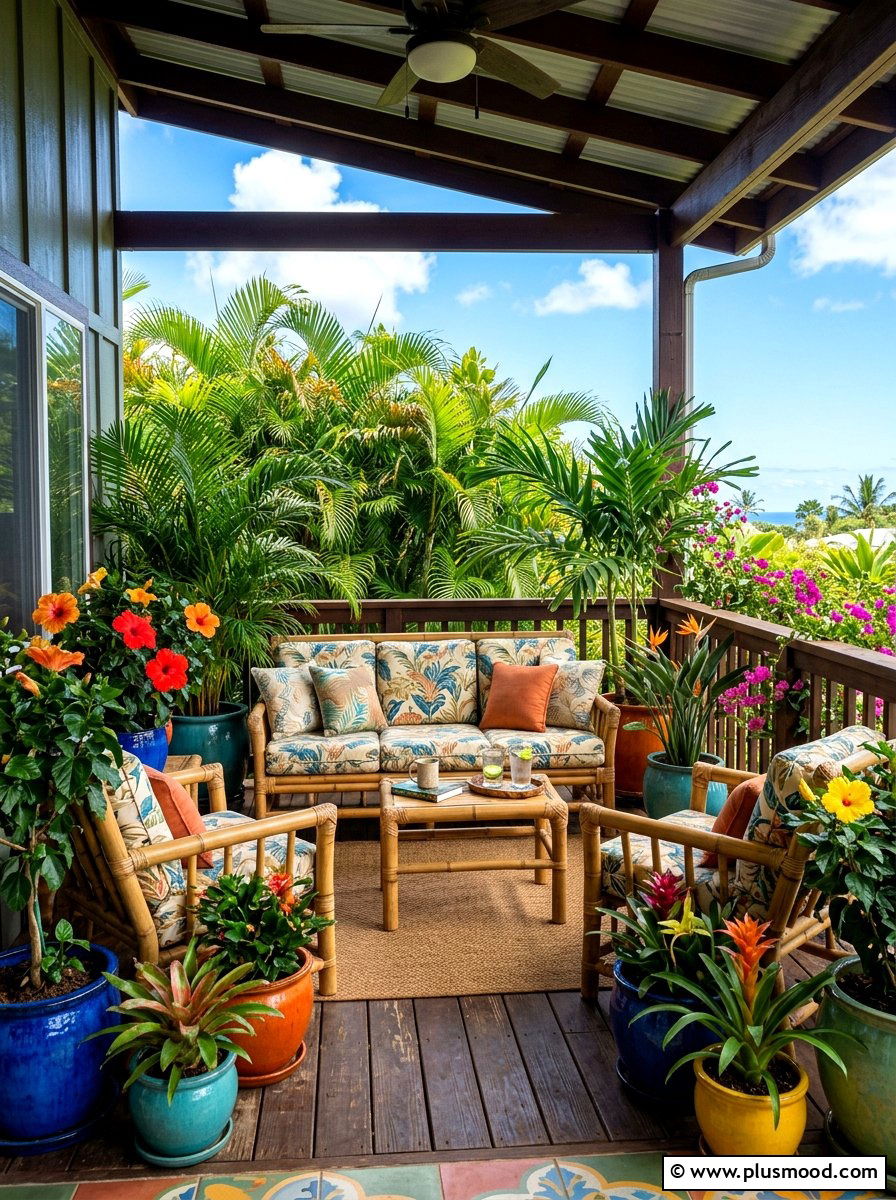 Potted Tropical Plants - 25 beautiful summer porch ideas