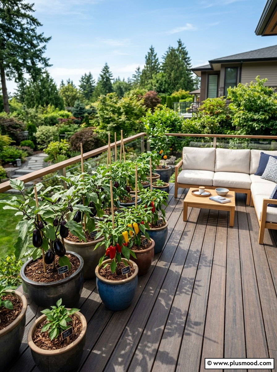 Potted Vegetable Garden On Deck - 25 outdoor garden decor ideas with vegetable display