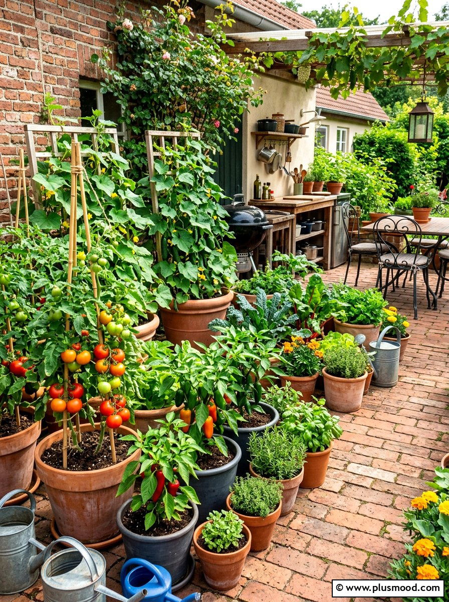 Potted Vegetable Garden - 25 summer backyard cheap makeover ideas