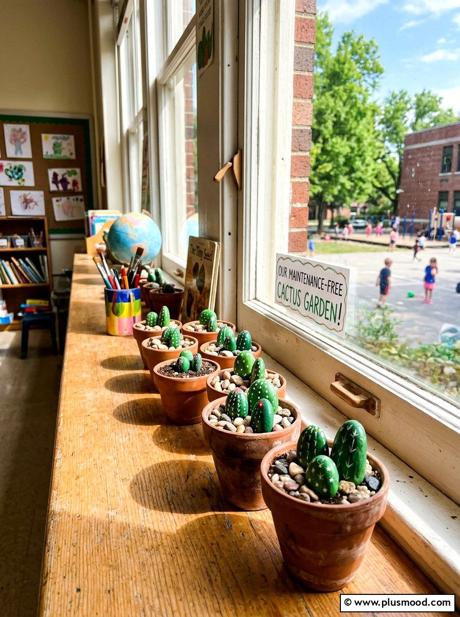 Potted cactus rocks - 25 painted rock ideas for school projects