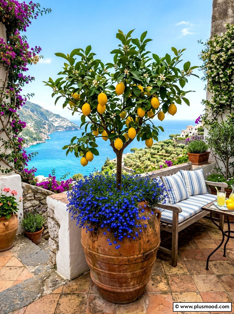Potted citrus tree - 25 summer garden pot arrangement ideas