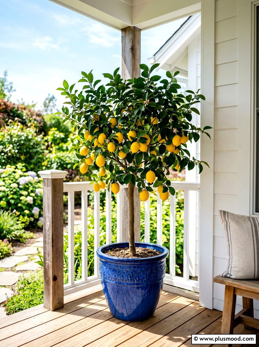 Potted citrus tree - 25 summer porch corner decor ideas