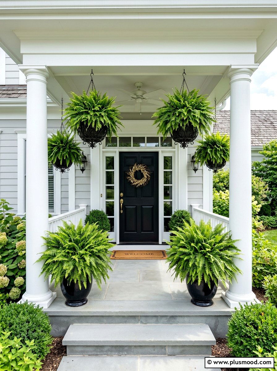 Potted fern porch - 25 best summer front porch decor ideas