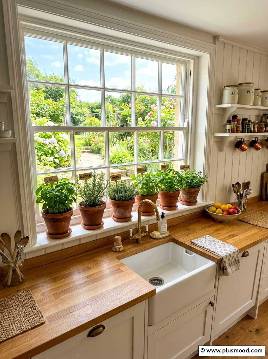 Potted herb garden - 25 summer cottage kitchen ideas