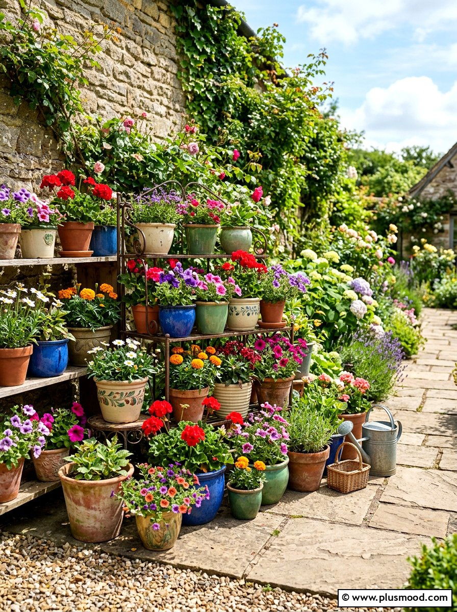 Potted plant display - 25 late summer backyard ideas