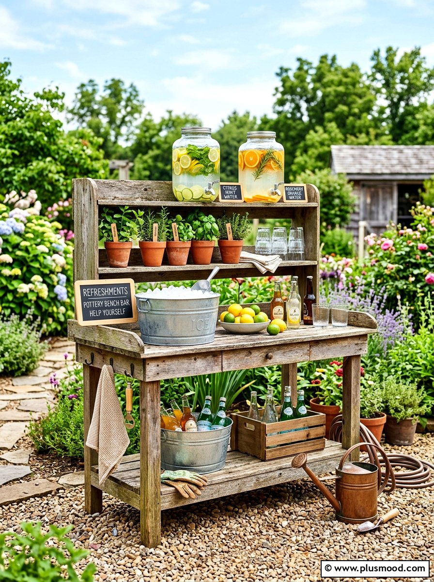 Potting Bench Bar - 25 summer outdoor entertaining ideas