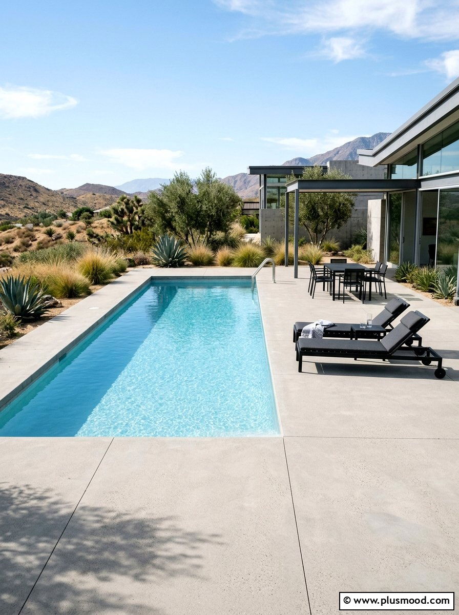 Poured Concrete Pool Surround - 25 pool landscaping ideas low maintenance