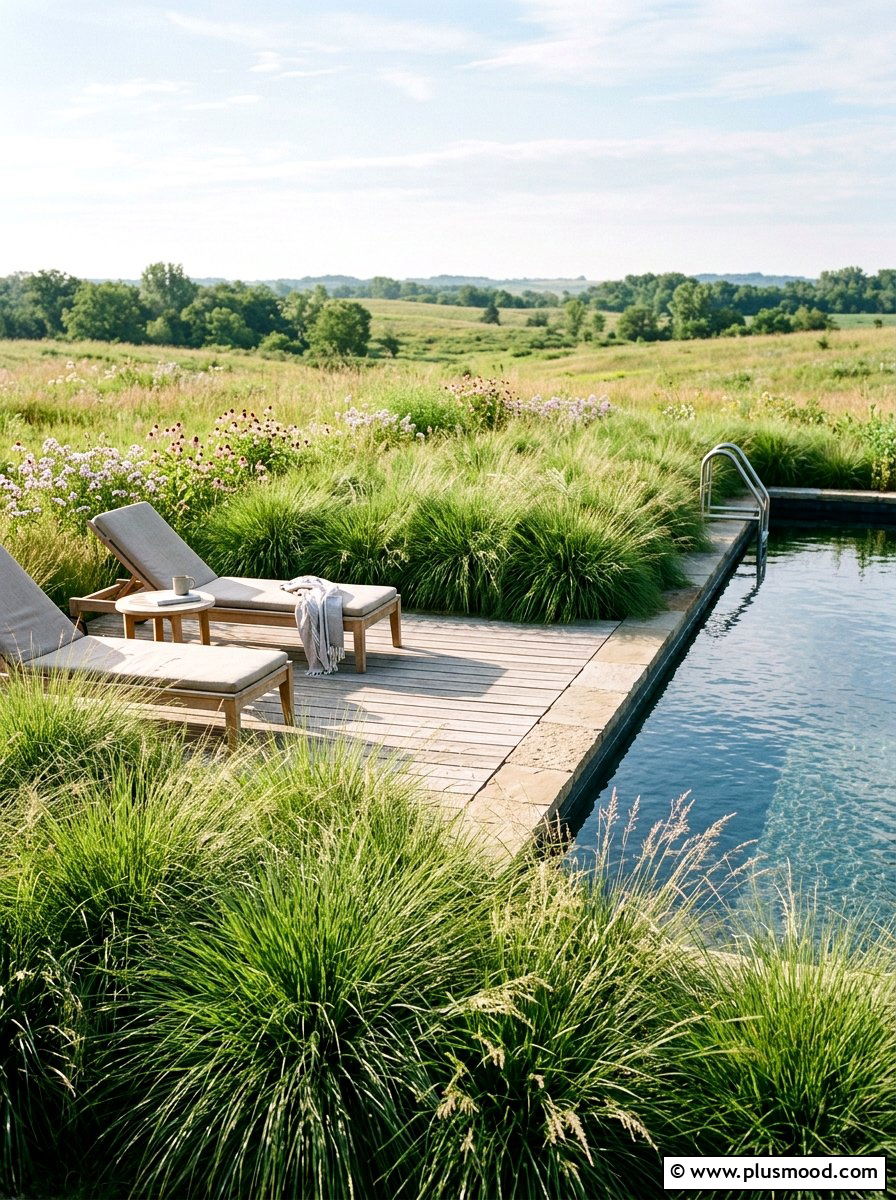 Prairie dropseed for pool area - 25 pool landscaping ideas with ornamental grasses