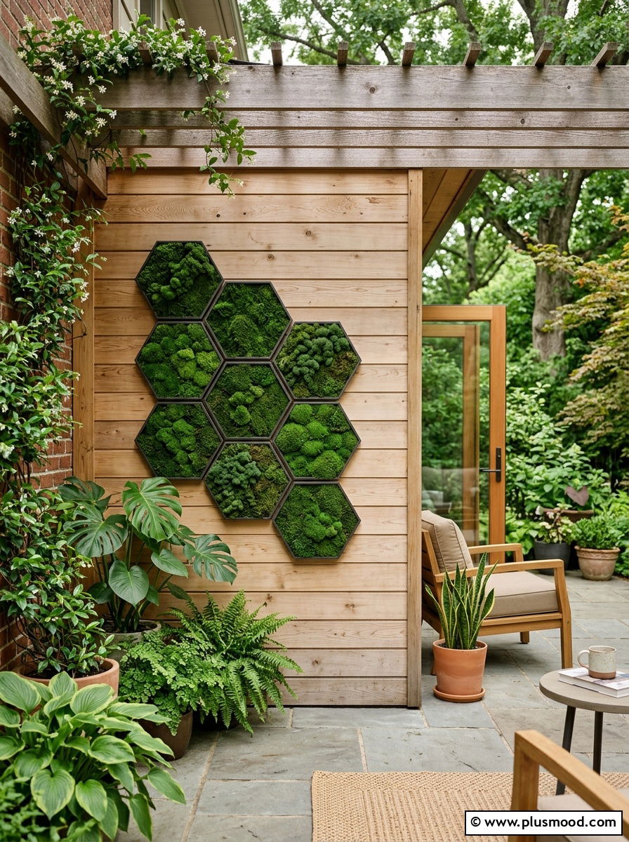 Preserved moss wall art - 25 outdoor garden decor ideas with wall art