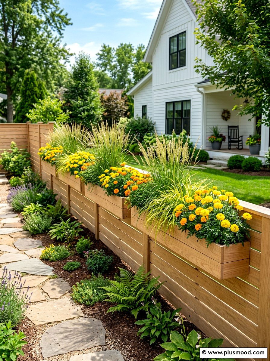 Privacy Fence Planters - 25 summer side yard garden ideas