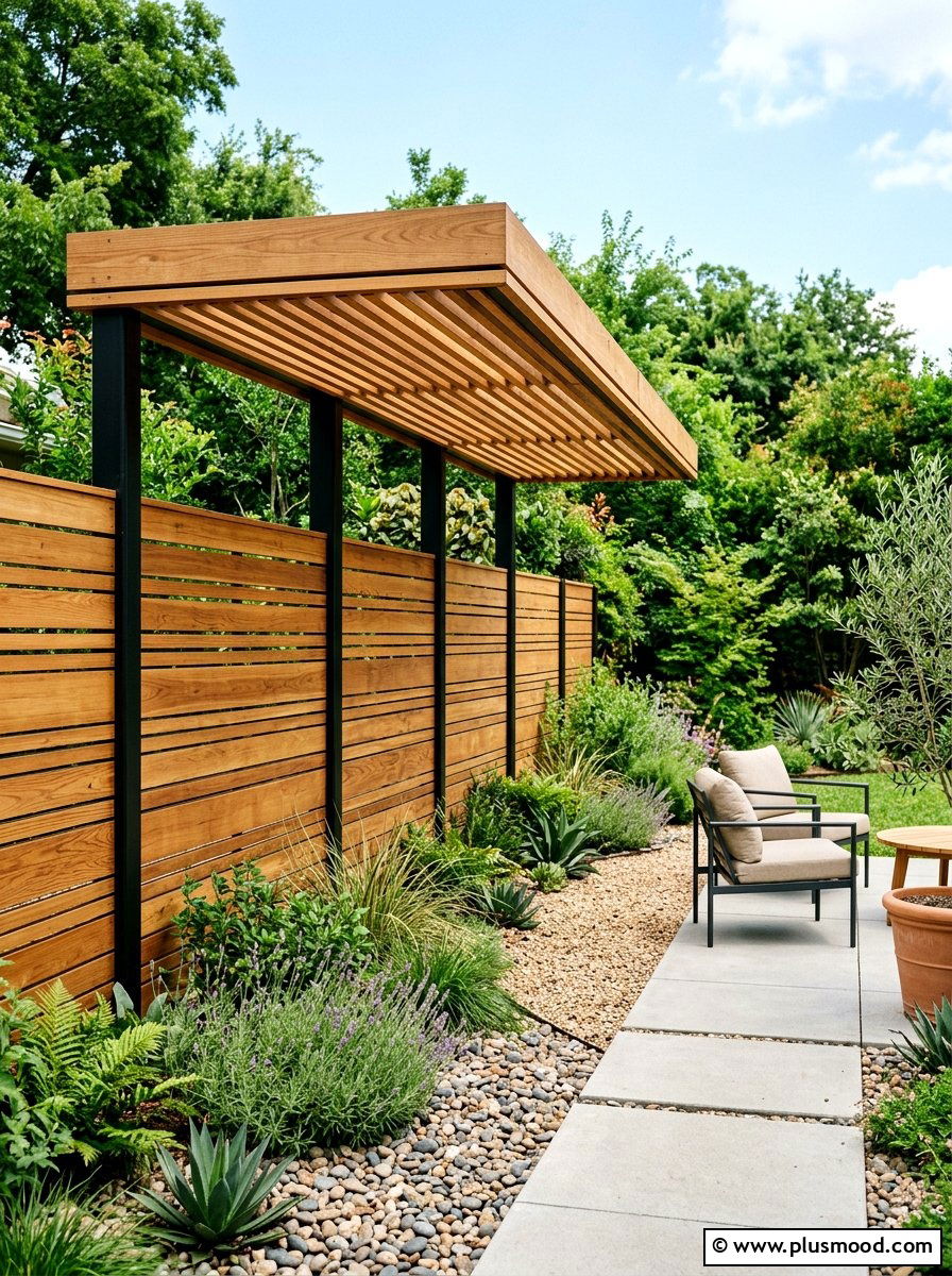 Privacy Fence With Integrated Shade - 25 small backyard ideas with shade