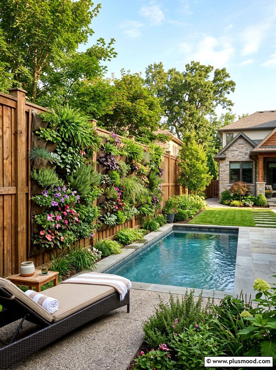 Privacy Fence With Vertical Garden Pool - 25 pool landscaping ideas with vertical garden