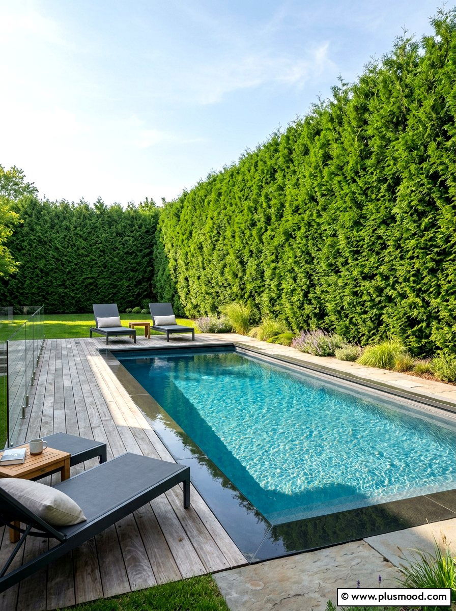 Privacy Hedge Near Pool - 25 Pool Landscaping Ideas