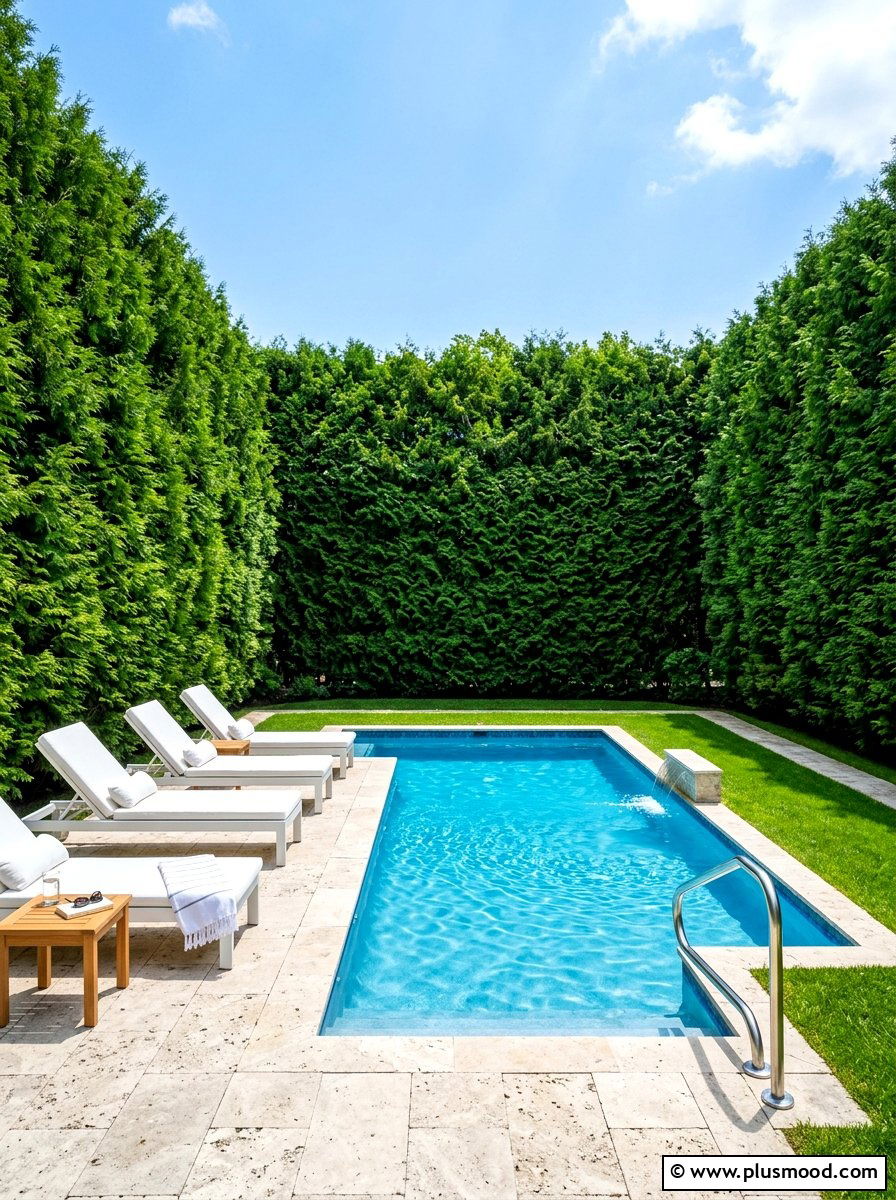 Privacy Hedge Pool - 25 summer pool landscaping ideas