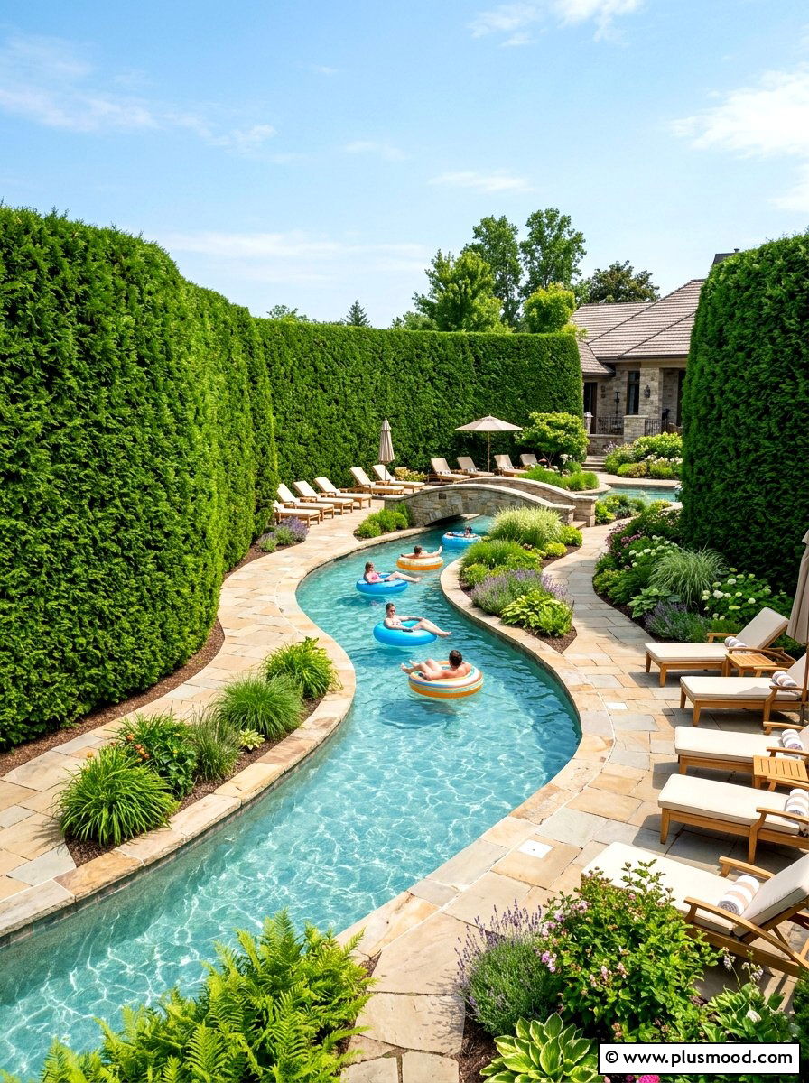 Privacy Hedges - 25 pool landscaping ideas for lazy river pools