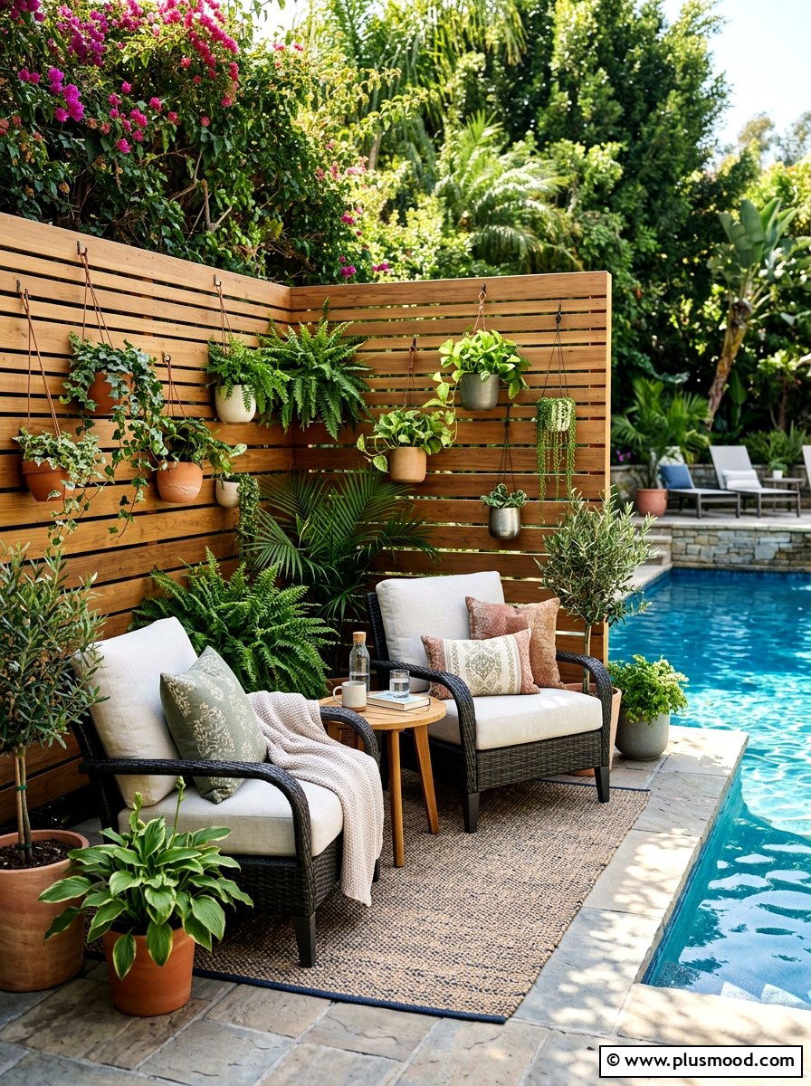Privacy Screen - 25 summer poolside seating ideas