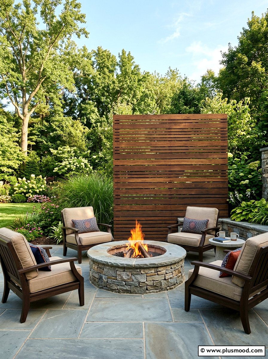 Privacy Screen Fire Pit - 25 small backyard ideas with fire pit