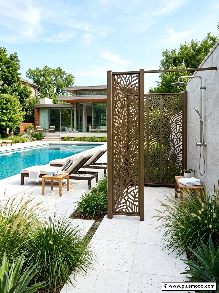 25 Pool Landscaping Ideas With Outdoor Shower for Luxury