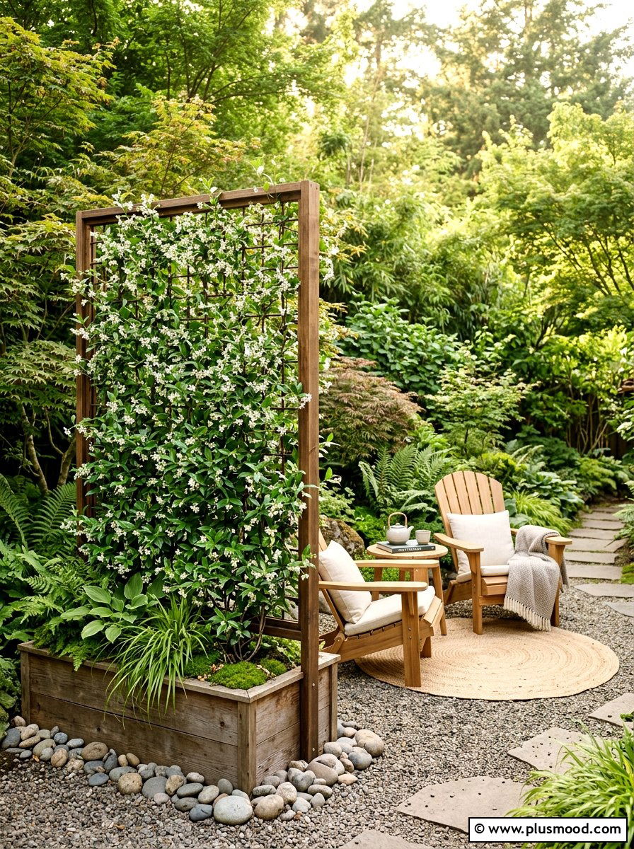 Privacy Screen Planter - 25 small backyard ideas with wooden planter