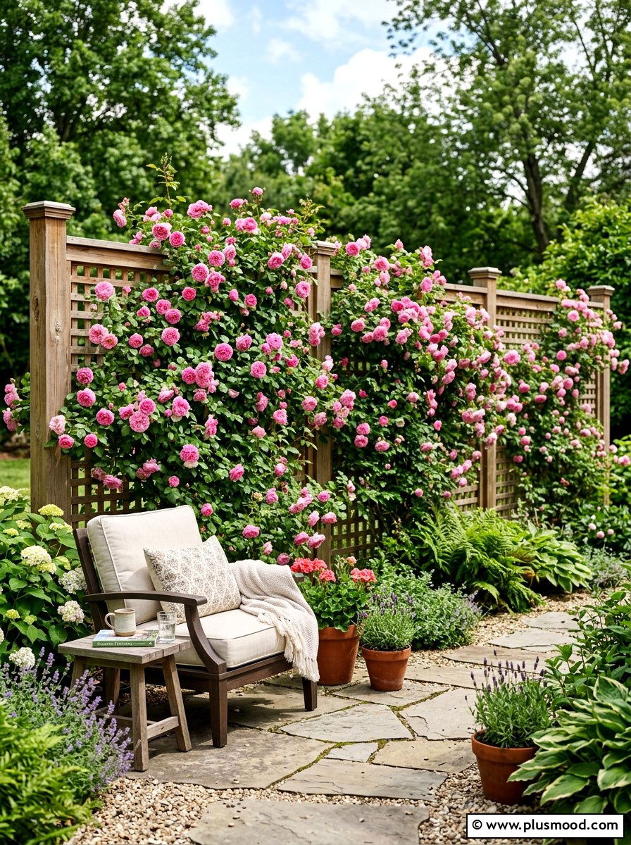 Privacy Screen With Flowering Plants - 25 small backyard ideas with flower beds