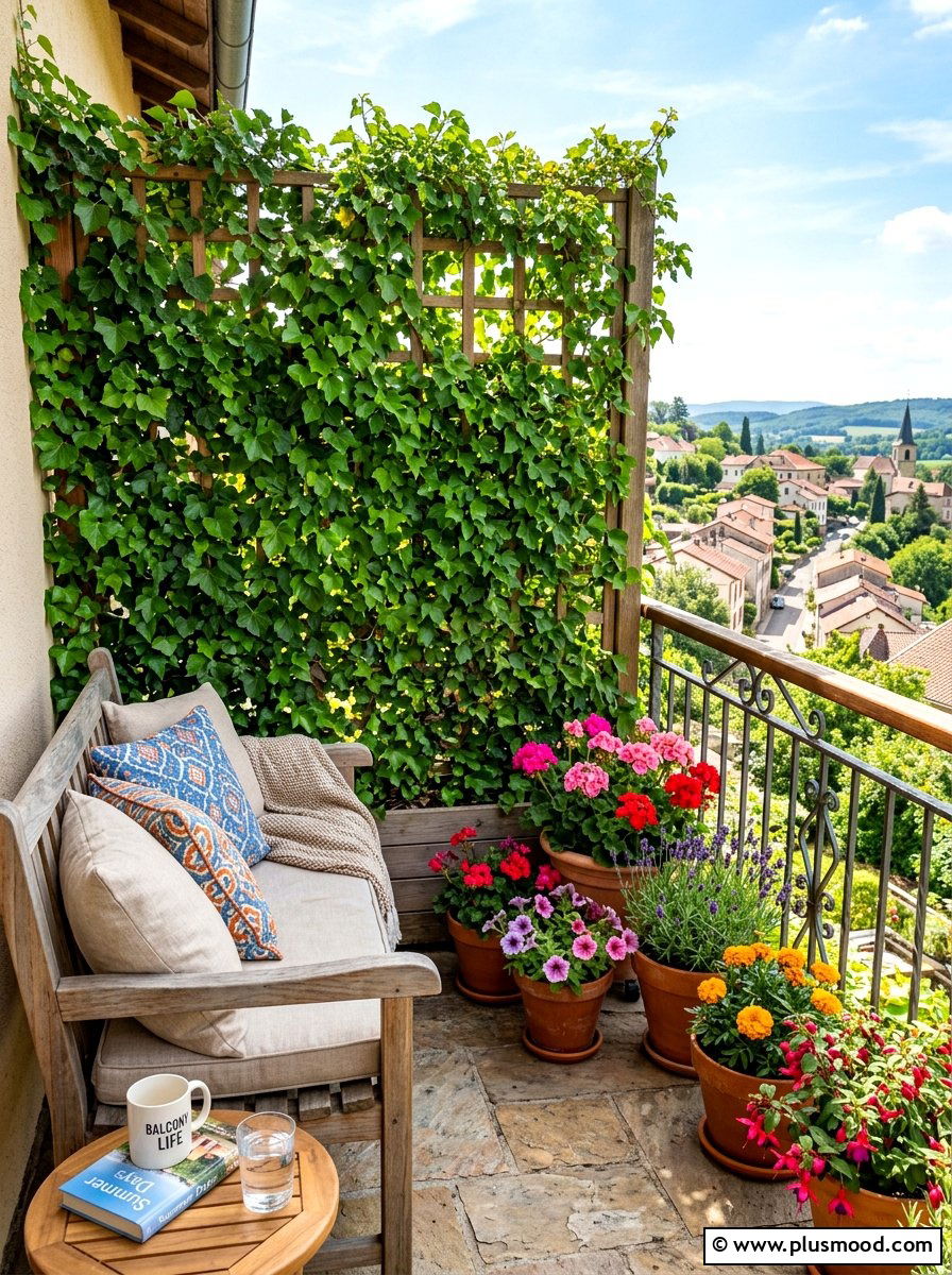 Privacy Screen With Ivy - 25 summer balcony shade ideas