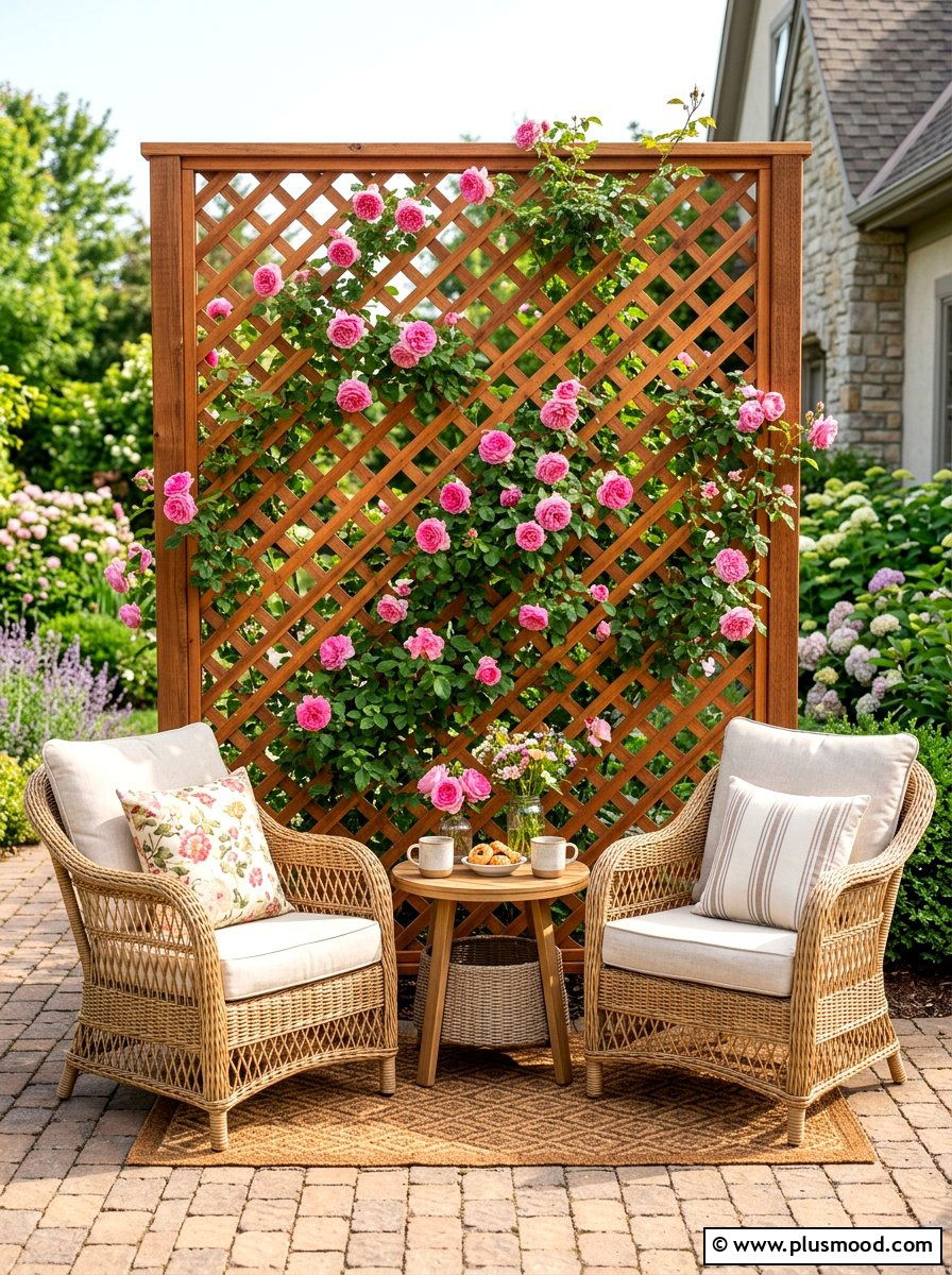Privacy Screen Wood Lattice - 25 summer backyard patio ideas