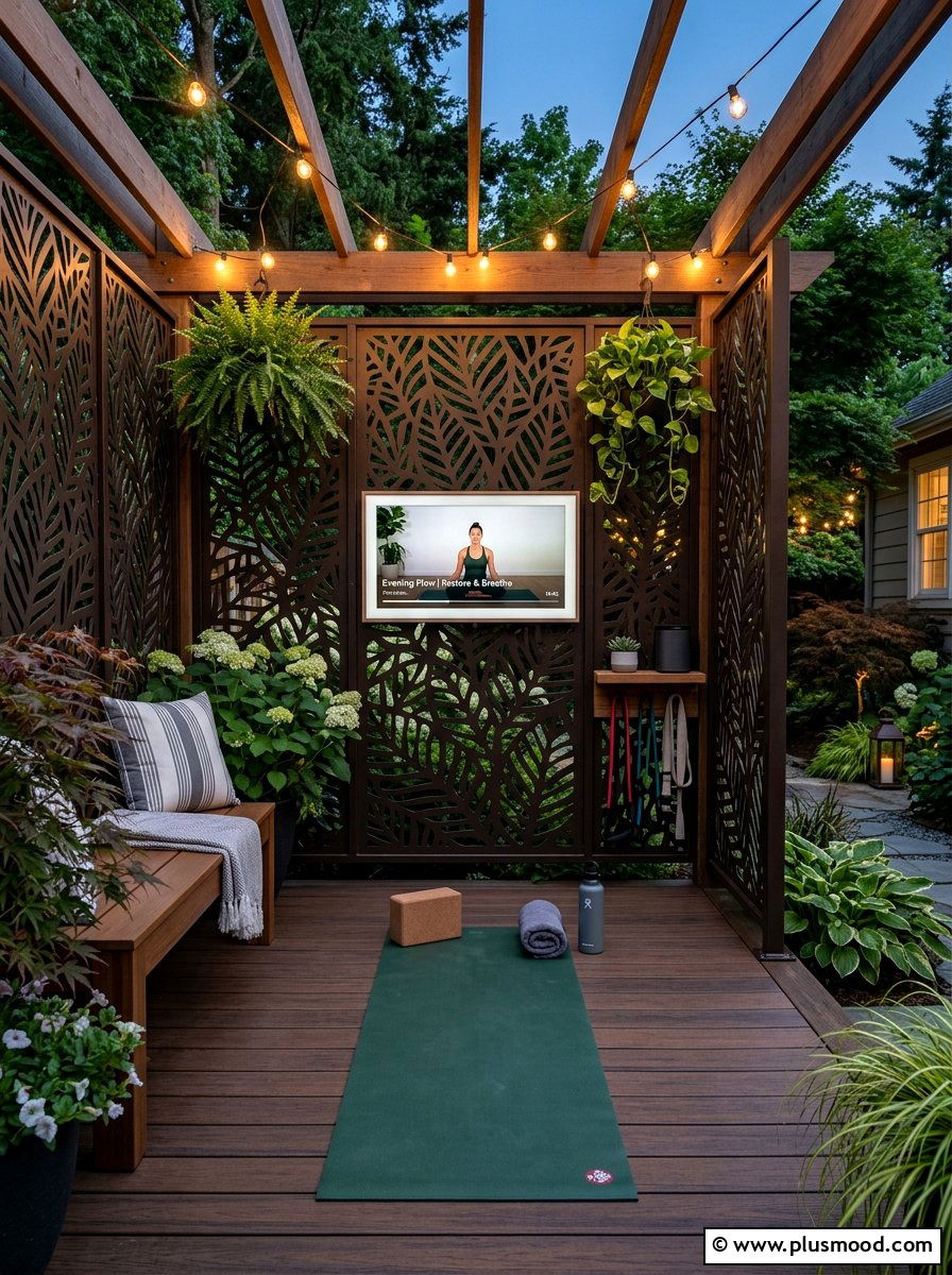 Privacy Screen Workout Nook - 25 small backyard ideas with outdoor gym