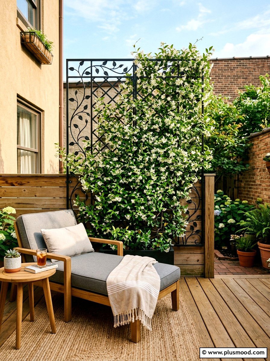 Privacy Trellis With Vines - 25 small backyard ideas for apartments with fence
