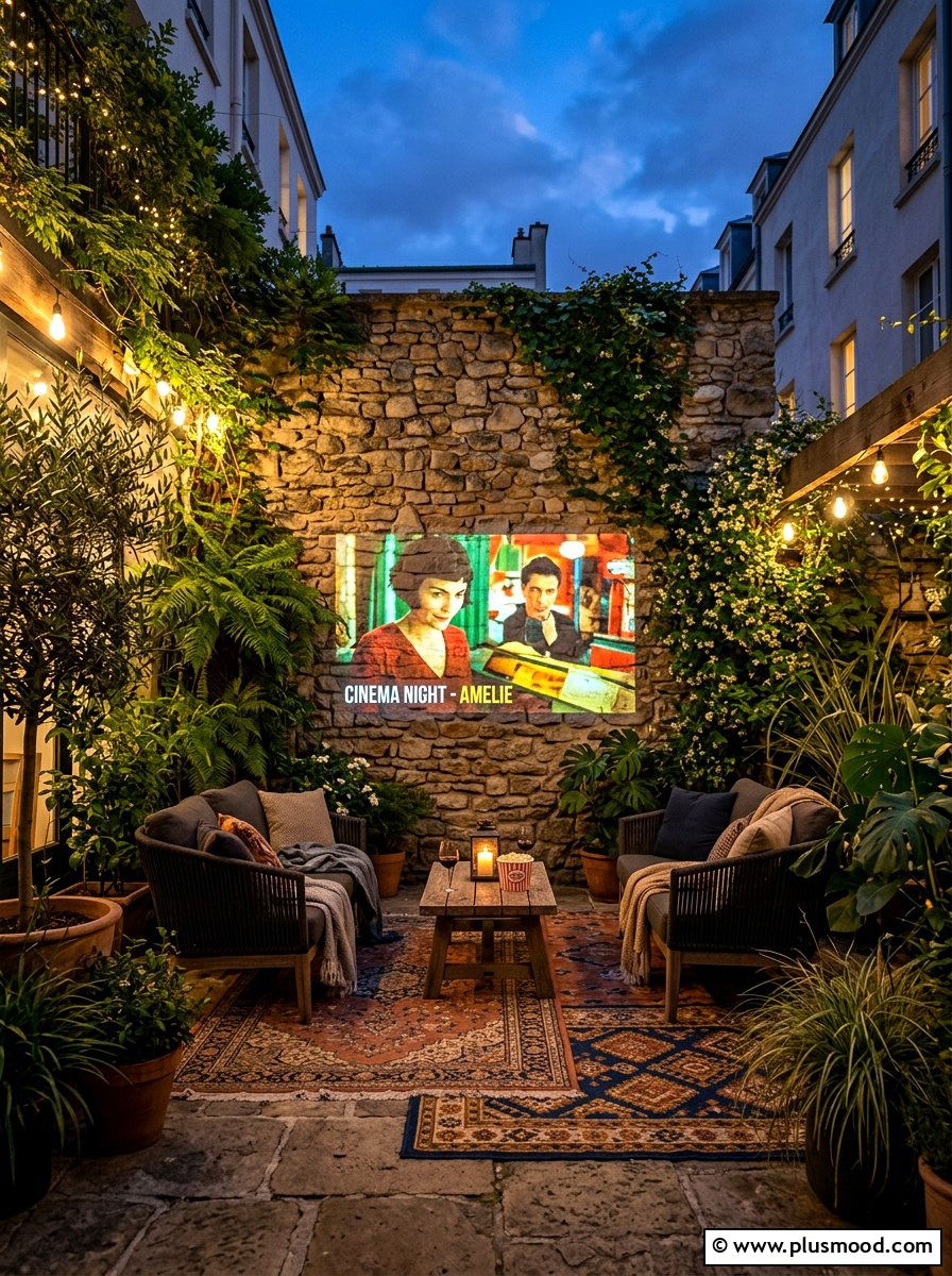 Privacy Wall Screen - 25 summer backyard movie night ideas
