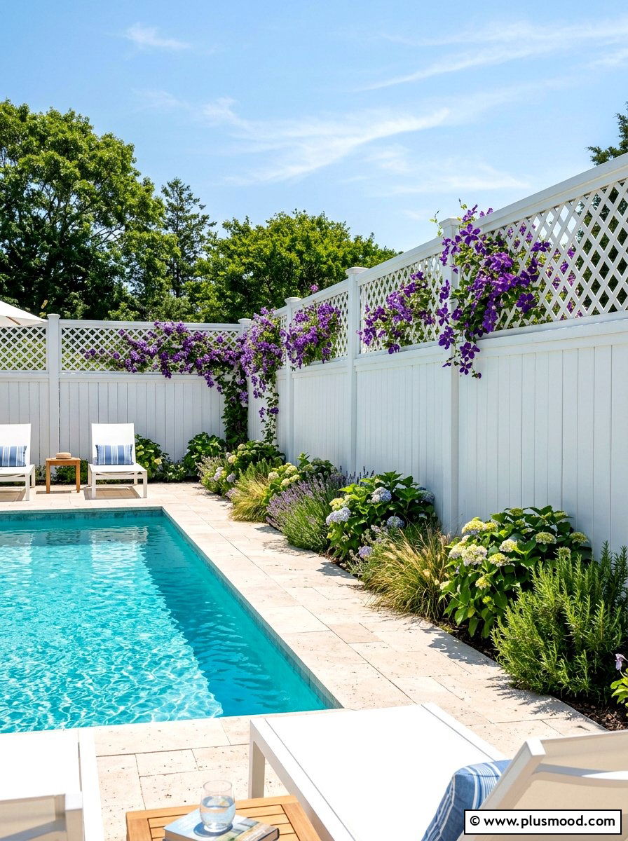 Privacy fence with lattice - 25 pool landscaping ideas for privacy screen