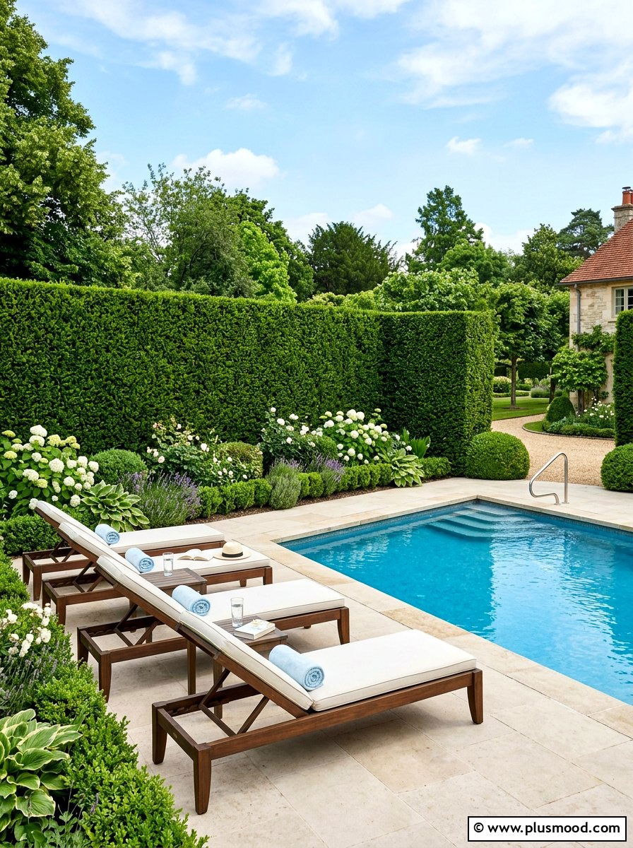 Privacy hedge for pool - 25 pool landscaping ideas for urban backyards